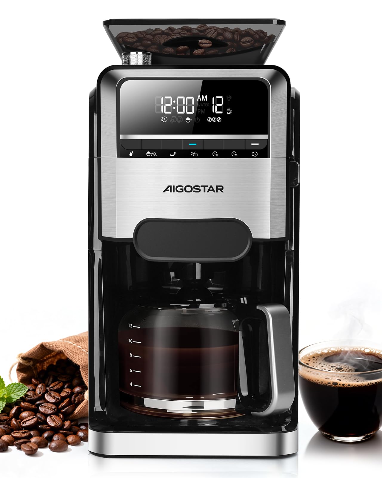 Aigostar Koffiezetapparaat met ingebouwde molen 30CNZ