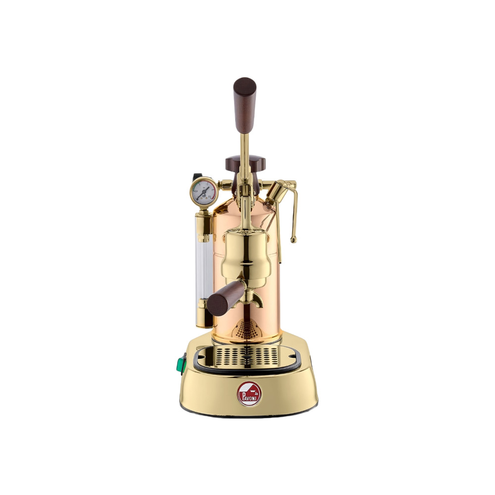 La Pavoni Professional Rame Gold hendel espressomachine – Goud/Hout